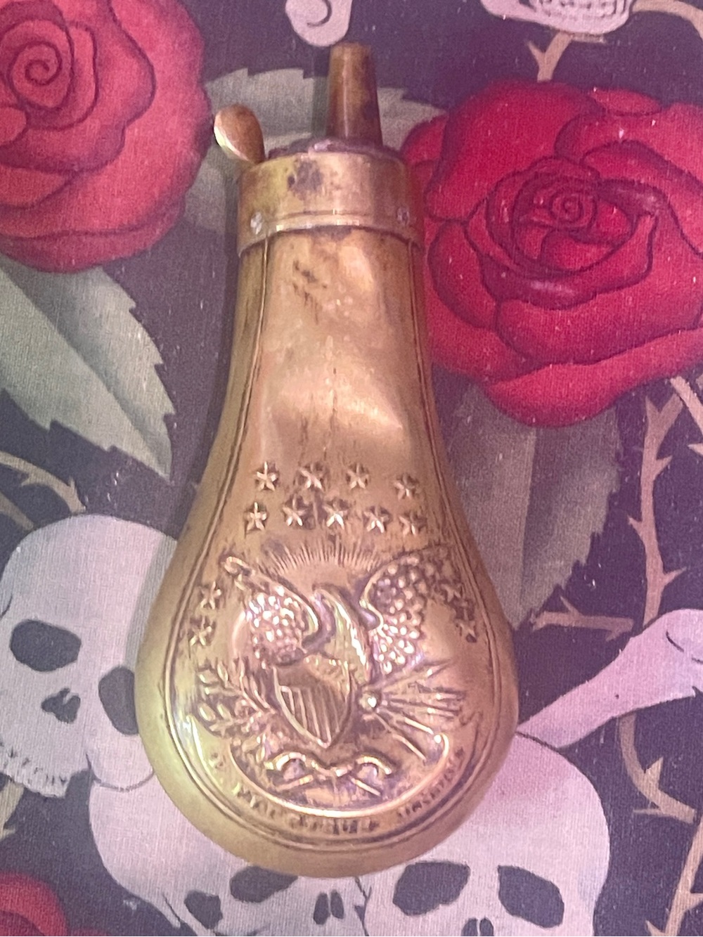 Brass Decorative Powder Flask - Vintage-Style Home Accent